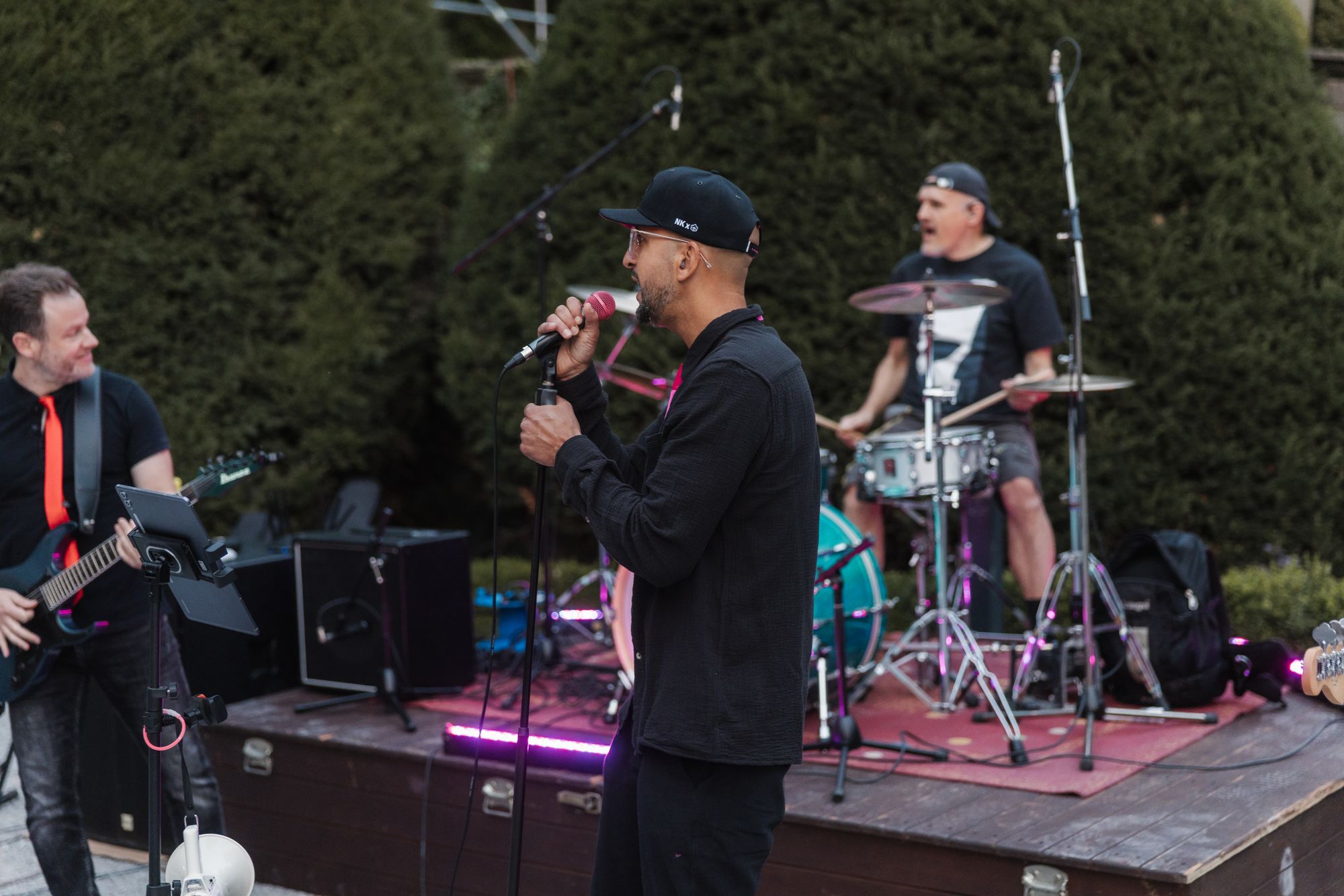 Punk band playing a surprise set in the courtyard of Schloss Rauischholzhausen