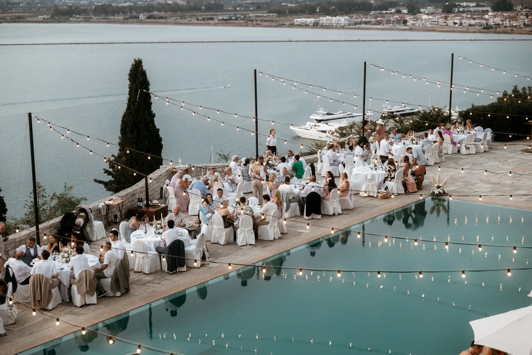 Pool with sea view at a destination wedding