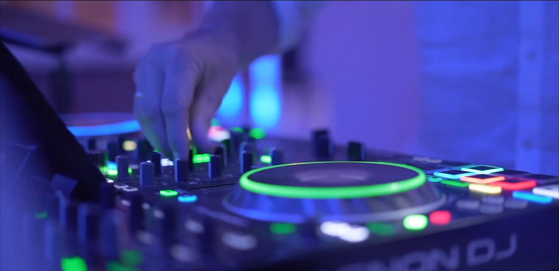 DJ booth with guests